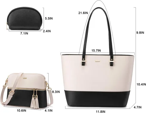 Vista 4 de LOVEVOOK Bolsos de mano para mujeres, bolsos de hombro, bolso tote, bolso satchel, bolso hobo, conjunto de bolso de 3 piezas