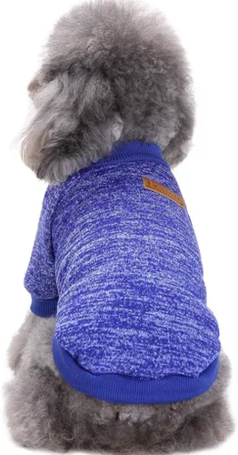 Vista 13 de Suéter de punto clásico para perros y mascotas, cálido para invierno, abrigo para cachorros y mascotas, ropa de suéter suave para perros pequeños