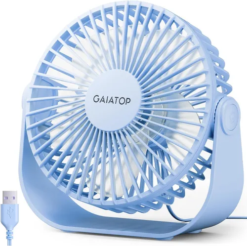 Vista 11 de Gaiatop Ventilador de escritorio USB, flujo de aire fuerte de 3 velocidades, portátil de 5.5 pulgadas, rotación de 90°, refrigeración silenciosa