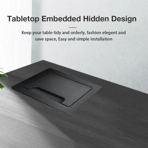 Vista 5 de Caja de conectividad para cable de cepillo de mesa con 2 alimentación de CA + 1 cargador USB-A + 1 cargador USB-C + 4 agujeros para cables con cable