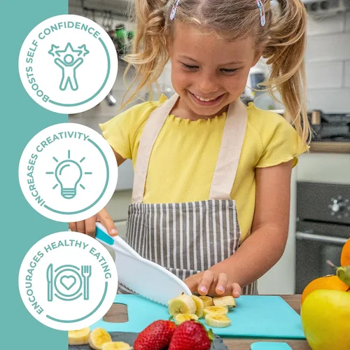 Vista 4 de Tovla Jr - Juego de cuchillos seguros para niños para cocina real, cuchillos de cocina para niños pequeños, herramientas de cocina Montessori STEM
