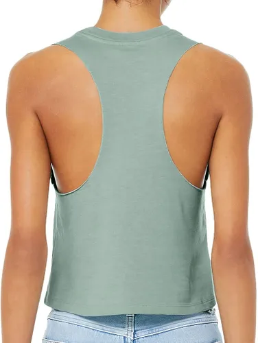 Vista 3 de Flower Print Racerback Cropped Tank - Skull Women's Tank - Cool Tank Top