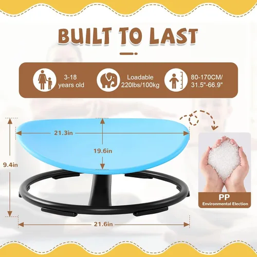 Vista 2 de Zhenx Silla giratoria para niños autistas (de 3 a 18 años) – Asiento giratorio sensorial de capacidad de 220 libras – Juguete sensorial para Azul