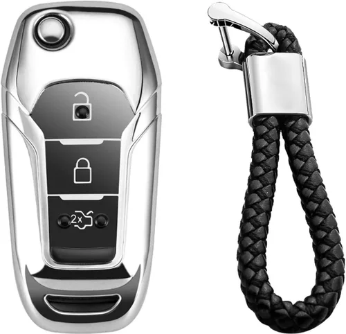 Vista 10 de Funda de llave de mando de coche de silicona suave con textura de fibra de carbono para Ford EcoSport Escort Explorer F-150 F-250 F-350 F-450 F-550