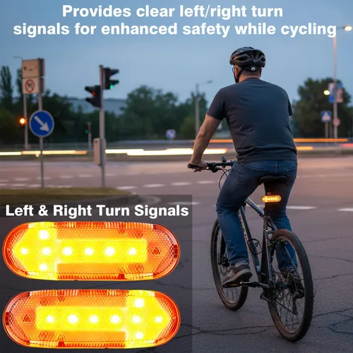 Vista 2 de Luces traseras inteligentes para bicicleta con luz de giro impermeable IP65 luz para bicicleta recargable USB ultra brillante advertencia