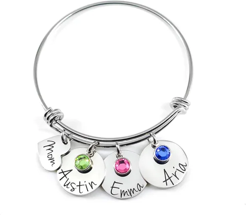 Vista 2 de Pulsera personalizada para la madre con nombres de niños, regalo del día de la madre para mamá, regalo personalizado para abuela, nana