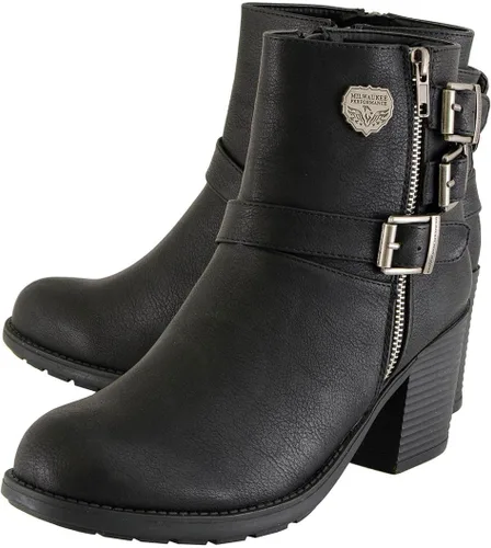Vista 4 de Milwaukee MBL9405 - Botas cortas de cuero para mujer, con cremallera lateral y triple hebilla de ajuste
