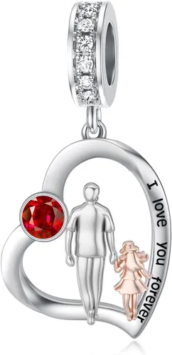Vista 84 de PROESS Dije para padre, madre e hija, pulsera de plata de ley para pulseras, regalos de cumpleaños, día de San Valentín, para hija, madre, amante