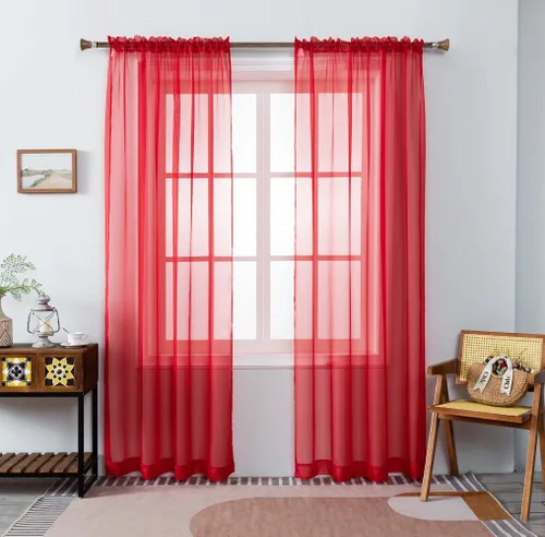 Vista 8 de WPM - Cortinas traslúcidas de color beige de 60 pulgadas de ancho x 95 pulgadas de largo, 2 paneles tratamiento de ventana para sala de estar
