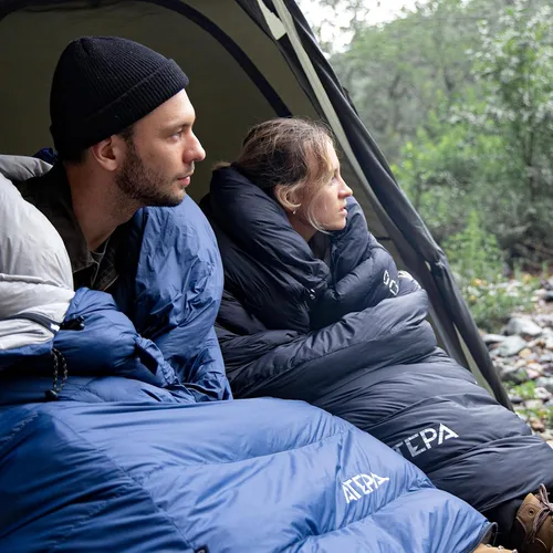 Vista 2 de ATEPA 3-in-1 Hybrid Down Sleeping Bag, Lightweight 3 Season Backpacking Sleeping Bag with Pad Attachment System & Compression Sack for Spring Summer