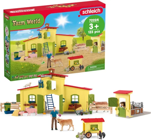 Vista 18 de Schleich Farm World - Juego de 6 piezas de perrera de juguete con Golden Retrievers para niños. Juguetes de animales de granja para niños y niñas.