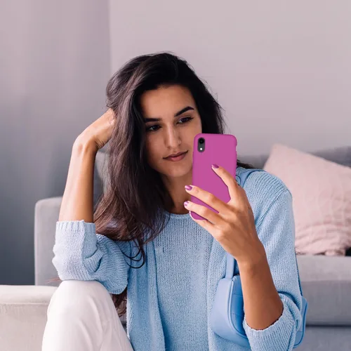 Vista 7 de Cordking Funda diseñada para iPhone XR, funda de silicona ultra delgada a prueba de golpes con [forro de microfibra suave antiarañazos], 6.1 Rosado