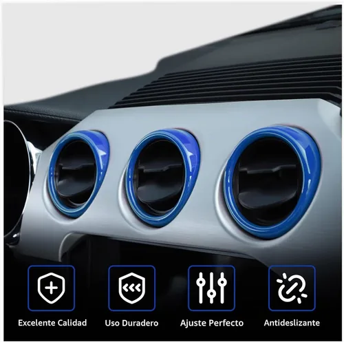 Vista 4 de RT-TCZ Anillo de cubierta de ventilación de salida de aire acondicionado para consola central, accesorios interiores para Ford Mustang 2015-2022, 3