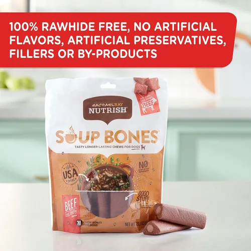 Vista 5 de Nutrish Rachael Ray Soup Bones - Golosinas para perros, sabor a carne y cebada, 6 huesos (paquete de 2)