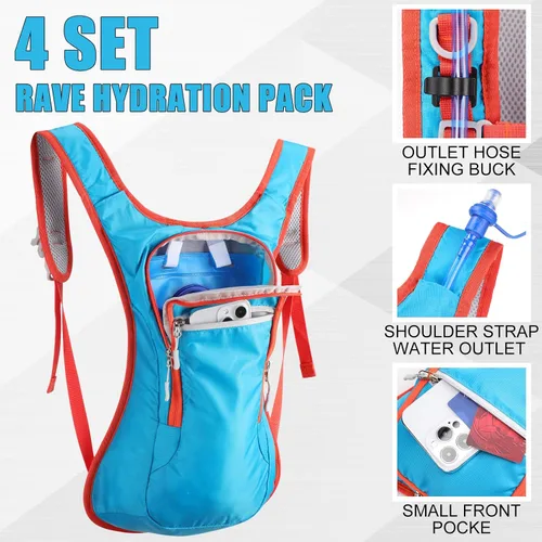 Vista 5 de Chunful Paquete de 4 mochilas de hidratación con bolsa de agua de 2 litros, mochila de agua de hidratación deportiva con bolsa de agua para hombres