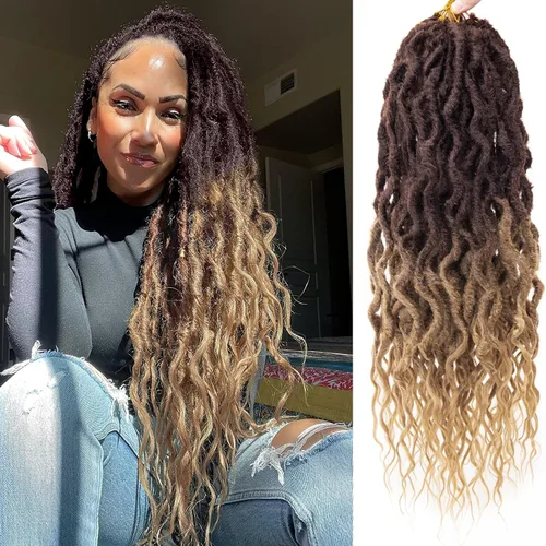 Vista 28 de Rizos de cabello sintético tejido en crochet de 16 pulgadas, 8 paquetes, Rizos de cabello tejido en crochet pre-enlazados con extremos rizados