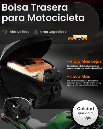 Vista 2 de JFG RACING - Bolsa de asiento universal para motocicleta, 22-38L, doble uso, bolsa para casco 22-38L capacity,dual-use design,helmet storage,seat