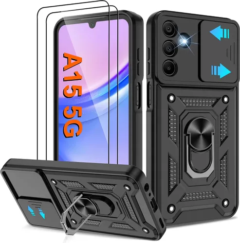 Vista 14 de Funda para Galaxy A13-4G, Samsung Galaxy A13 4G con protector de pantalla HD, resistente a prueba de golpes con soporte de rotación de 360°