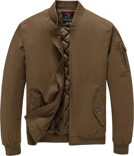 Vista 15 de TBMPOY - Chaqueta de hombre para el otoño, chaqueta de invierno, rompevientos, bomber, con cremallera, acolchada, de softshell, cálida