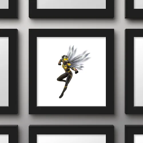 Vista 2 de Trends International Gallery Pops Marvel Ant-Man and the Wasp: Quantumania - Arte de pared de avispa, versión enmarcada en negro, 12 x 12 pulgadas