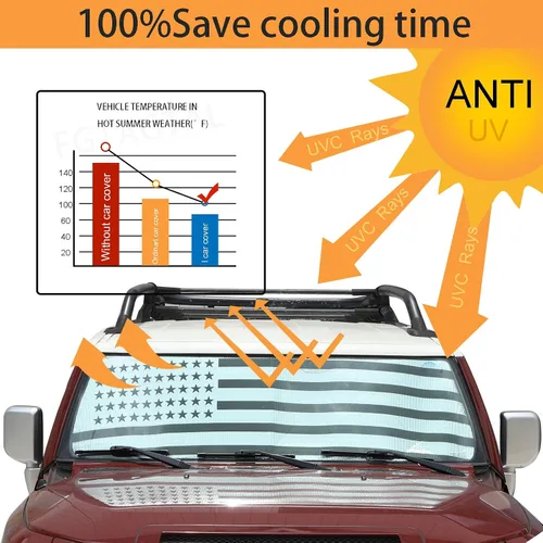 Vista 5 de Parasol para parabrisas compatible con Toyota FJ Cruiser 2007-2021, parasol plegable para ventana delantera, visera de protección solar automática