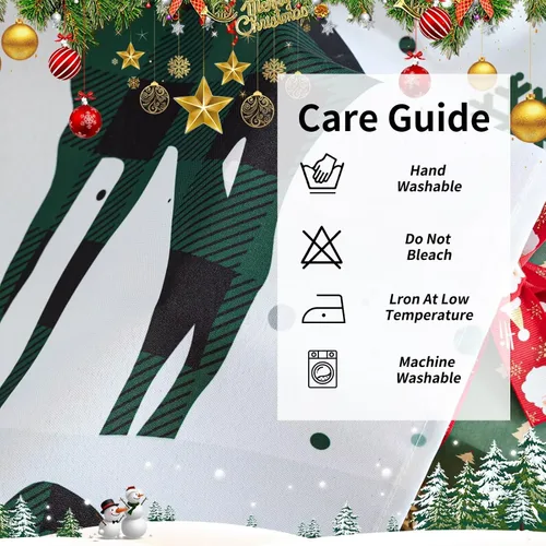 Vista 5 de Cortinas navideñas para sala de estar, cortina de ciervo de Navidad a rayas tartán, bolsillo para barra, cortinas decorativas para dormitorio