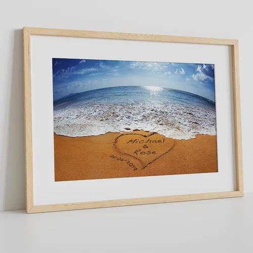Vista 122 de A&T ARTWORK Love on Beach - Impresión fotográfica personalizada, incluye nombres y la fecha, regalo único para el aniversario de boda. Alfombrillas