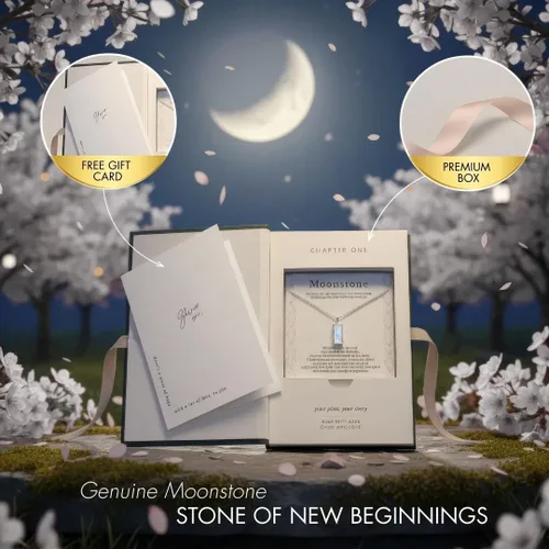 Vista 3 de Hope Love Shine New Beginnings Collar de plata de ley con piedra lunar, arcoíris, para mujer