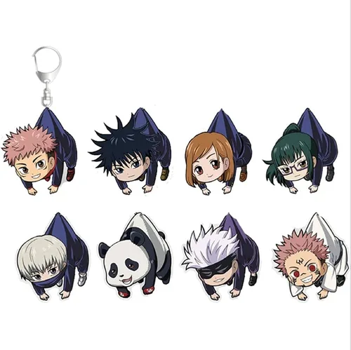 Vista 8 de Colgante de llavero de Jujutsu Kaisen Itadori Yuji Satoru Anime de doble cara transparente acrílico colgante llavero colgante Transparente 2 inches