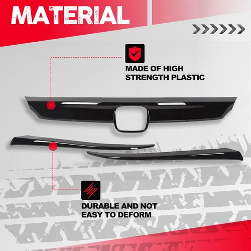 Vista 3 de KUAFU Juego de 3 piezas para parrilla delantera y cubierta de párpados compatible con Honda Accord 10th Gen Sedán 2018-2020, parrilla superior