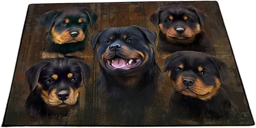 Vista 32 de Doggie of the Day Rottweiler Dogs Floor Mat - 4th of July Independence Day - Best Dog Doormat - Protector Decor - Unique Portrait Art - Premium