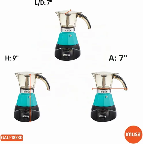 Vista 8 de IMUSA Cafetera Eléctrica de Espresso de 3 o 2 Tazas, Verde Azulado