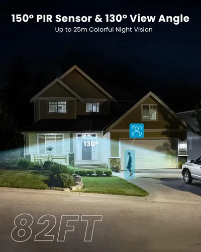 Vista 4 de Cámara de seguridad ieGeek con reflector al aire libre, cámaras de seguridad inteligentes para el hogar 2K cableadas, cámara de luz de inundación