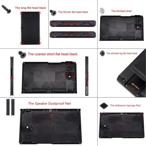 Vista 6 de eXtremeRate - Placa trasera para Nintendo Switch Console, NS Joycon con carcasa de mando de mano con botones de juego completo, carcasa de repuesto