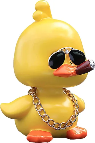 Vista 12 de wonuu Lindos adornos de pato amarillo para coche, decoraciones de tablero de instrumentos de coche, muñeca de cabeza sacudida De pie y de pie