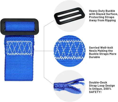 Vista 8 de Rainbow Craft Correas de hebilla Ninja Slackline – 8 trabillas extraíbles para colgar para entrenamiento de carrera de obstáculos ninja, accesorios