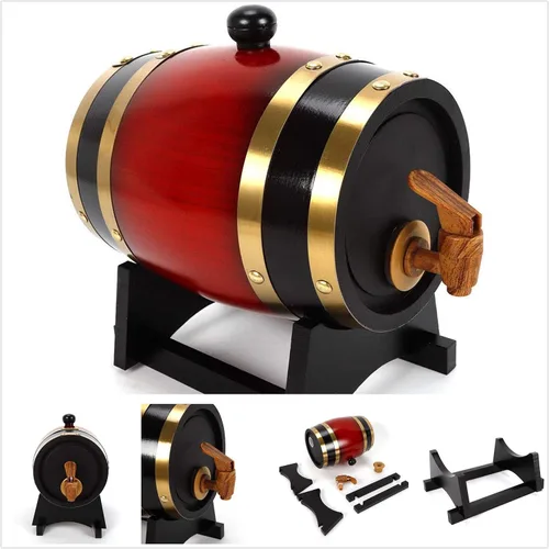 Vista 2 de Barriles grandes de roble envejecido, dispensador de barril de whisky, cubo de vino, sin fugas, para almacenamiento de vino, licores y whisky