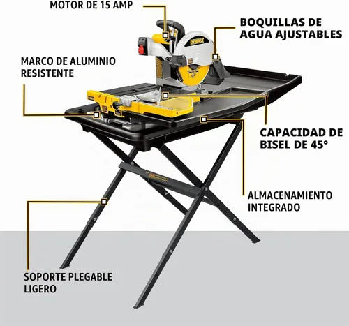 Vista 3 de DEWALT Sierra para baldosas húmedas con soporte, 10 pulgadas, con cable (D24000S)