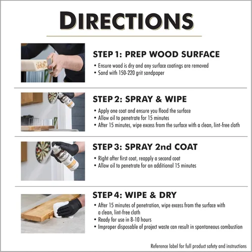 Vista 6 de Watco Aceite Danés Acabado para Madera en Aerosol, 11.25 oz, Natural
