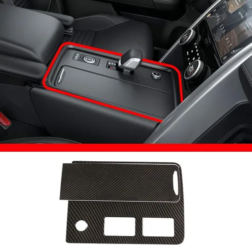 Vista 7 de YIWANG LHD para Land Rover Discovery 5 2021-2022 ABS Panel de engranajes de control central del coche decorativo Marcos Cubiertas etiqueta engomada