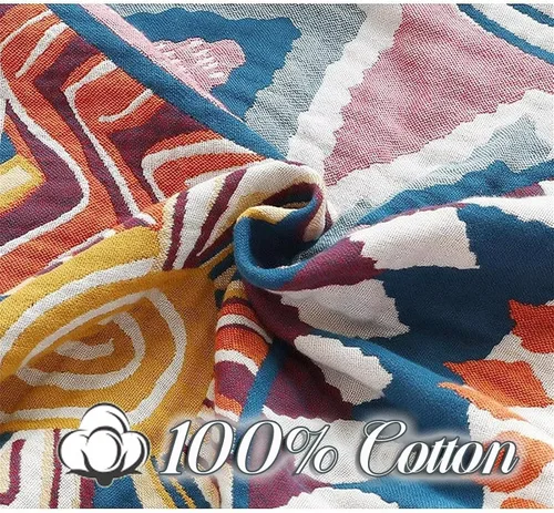 Vista 290 de MSGKV - Manta bohemia/primaveral de algodón para sofá y sala de estar, de gasa acogedora, de 50 x 60 pulgadas 50"x60" Cotton Throw, Woven Bird