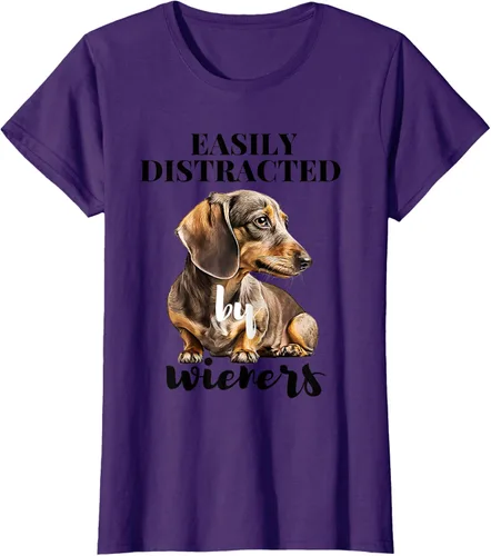 Vista 11 de Easy Distracted By Wieners Dachshund - Camiseta divertida para perro Weiner, Azul