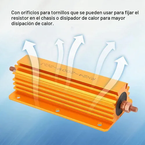 Vista 5 de Resistencia de potencia, 200W RX24 Carcasa de aluminio Resistencia de alambre enrollado 2Ohm 2R Resistencia de potencia de carcasa de aluminio