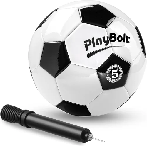 Vista 10 de PlayBolt Soccer Ball Sizes 2, 3, 4, 5 with Pump - Black & White Training Practice & Match Ball for Kids, Youth and Adults (1-Pack or 4-Pack)