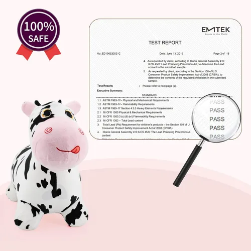 Vista 5 de INPANY Juguetes Saltarines de Vaca Animales de Granja para Regalos de Niña de 2 Años, Caballo Saltarín Inflable de Peluche para Niños, Montable Toro