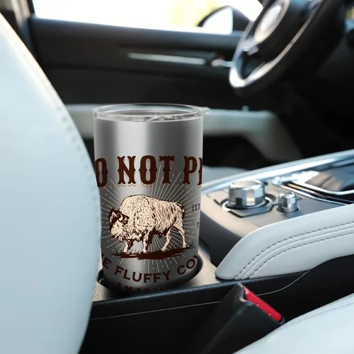 Vista 6 de Amarillo Texas Do Not Pet the Fluffy Cows - Vaso aislado de acero inoxidable con diseño de bisonte divertido