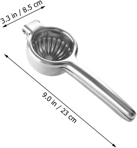 Vista 2 de Exprimidor manual de limón de acero inoxidable, exprimidor de frutas de mano para uso en cocina, material grueso resistente, fácil de apretar