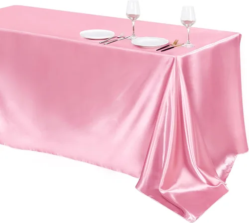 Vista 11 de TURSTIN Paquete de 4 manteles de satén negro de 102 x 58 pulgadas, mantel rectangular de seda brillante, tela suave, decoración de mesa para bodas
