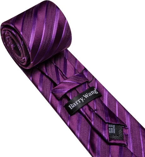 Vista 180 de Barry.Wang Juego de corbatas para hombre, corbata de seda a rayas, tejido a cuadros, gemelos formales, negocios, boda
