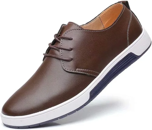 Vista 12 de konhill Zapatos Oxford casuales para hombre - Zapatos de vestir transpirables, mocasines con cordones, zapatillas planas Lk Negro